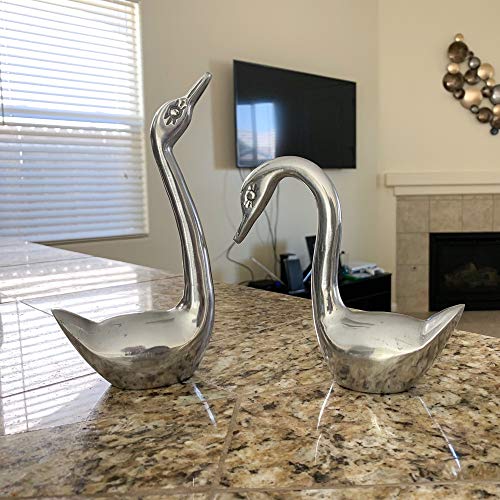 Aluminum Swan Figurine Paperweight, 8" &  6" for Home Decoration