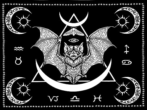 Bat Tapestry Occult Bat Tapestry Bat Wall Hanging Wall Art Black and White Bat Bedroom