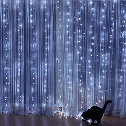 300 LED 8 Lighting Modes Fairy Copper Window Curtain String Lights with Remote