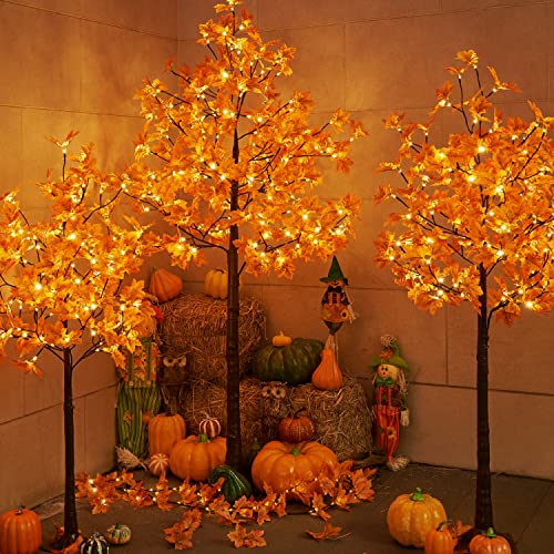 Artificial Lighted Maple Tree Warm White Fall Decorations