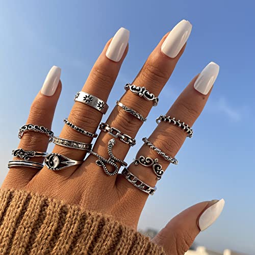 Vintage Silver Knuckle Rings Set for Women