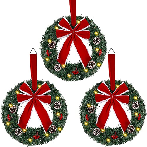 Set of 3 Lighted Christmas Wreath