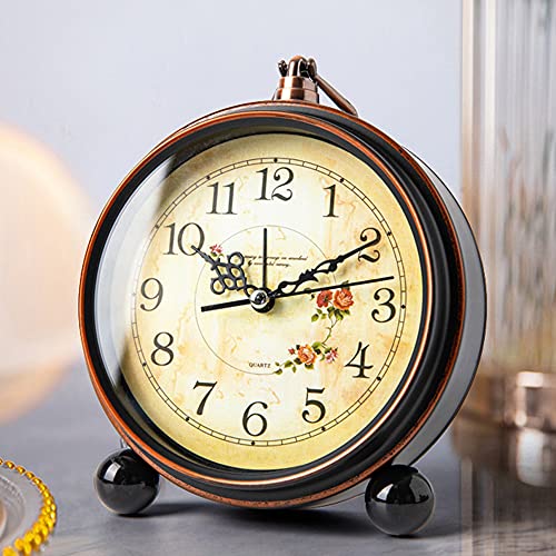 Vintage Alarm Clock, Analog Silent Small Desk Clock Battery Operated