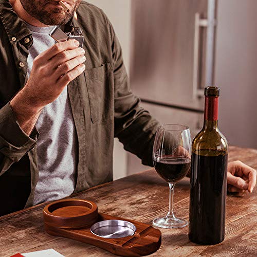 Wooden Cigar Ashtray Coaster/Whiskey Glass Tray & Cigar Holder