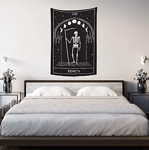 Gothic Tarot Tapestry Wall Hanging, Skull Moon Decor for Bedroom Dorm