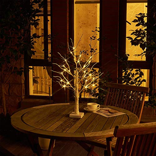 2FT 24LT Warm White LED Battery Operated Birch Tree Light w/ Timer