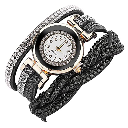 Fashion Rhinestone Watch Twine Bracelet for Women Luxury Quartz Wrist Watches(10 Pack)