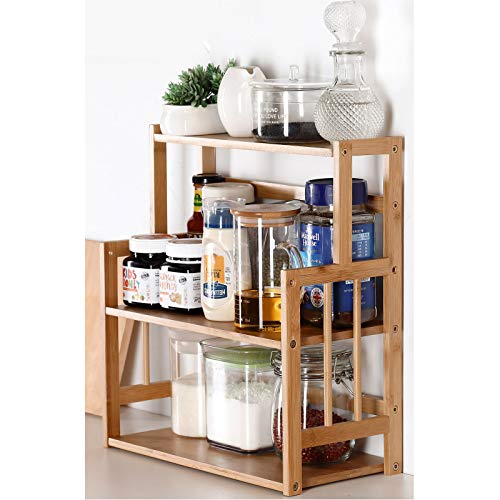 Bamboo Spice Rack Storage Shelves-2 & 3 Tier