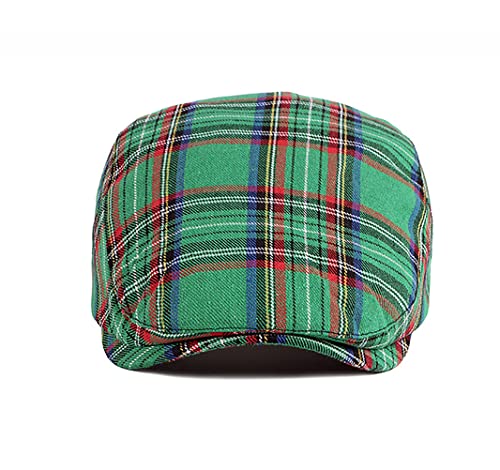 Men Adjustable Colorful Striped Plaid Ivy Newsboy Cabbie Gatsby Cotton Caps