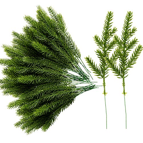 60 Packs Artificial Pine Needles Branches Garland-6.7x2.0 Inches