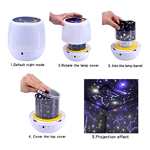 Remote Control Star Projector, w/ LED Timer, 360 Degree Rotating Planet Night Light