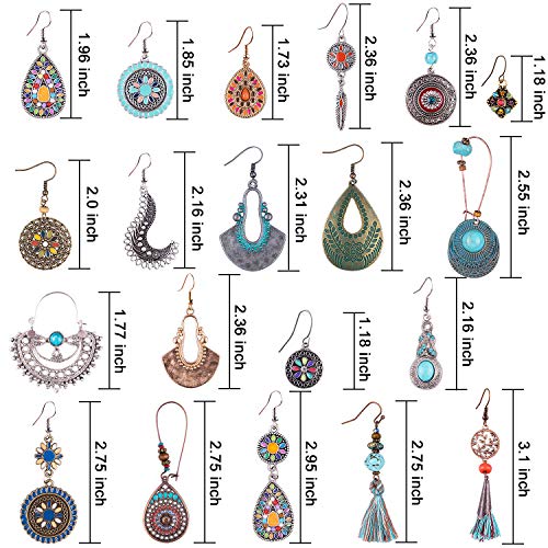 20 Pairs Bohemian Earrings Vintage Set for Women