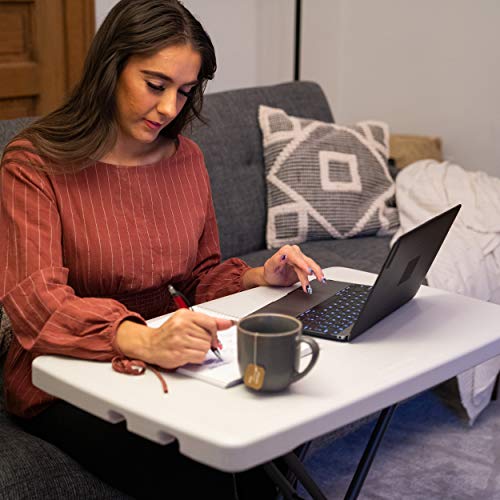 Adjustable Folding Laptop Table TV Tray, 30 inch, White