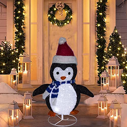 2Ft Christmas Folding Penguin with Christmas Hat Built-in LED Light -  DANNY'S HOME GOODS