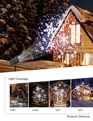 Christmas Projector Lights Outdoor, Snowflake Projector Lights Waterproof Rotating Snowfall LED Christmas Lights