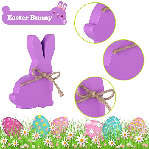 4 Pcs Easter Bunny Wood Decoration