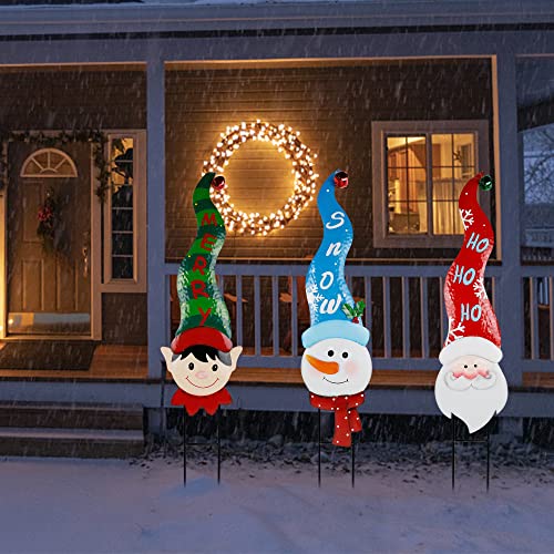 3 Pack Christmas Garden Metal Stakes w/ Tinkle Bell