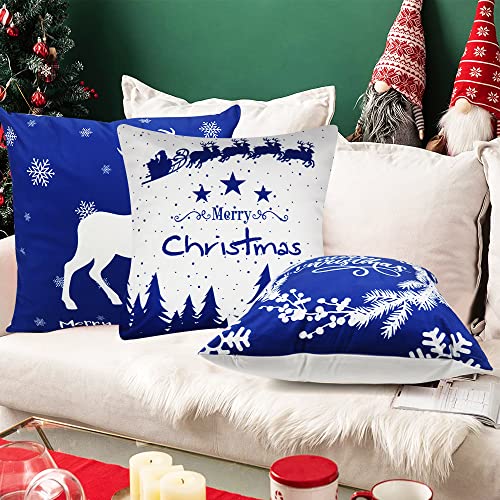 Set of 4 Christmas Throw Pillow Covers 18x18 Inch