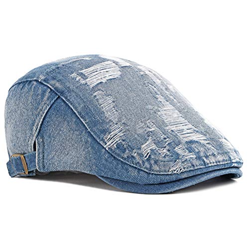 Men's Denim Newsboy Beret Hat Flat Ivy Gatsby Cabbie Driving Cap