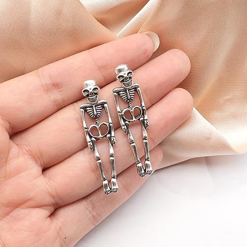 Gothic Skeleton Unique Earrings Punk Human Skull Funny Earrings Ghost Groom Bride Halloween Earrings