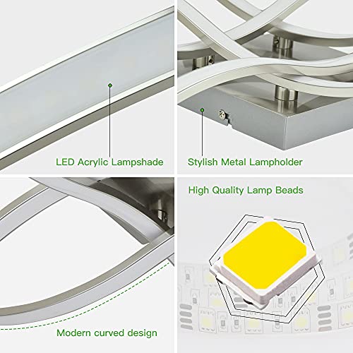 4-Light Modern LED Ceiling Light, 18W Curved Design