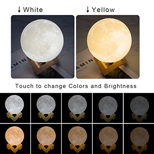 Moon Lamp Night Light  USB Charging & Touch Control Brightness Warm & Cool White