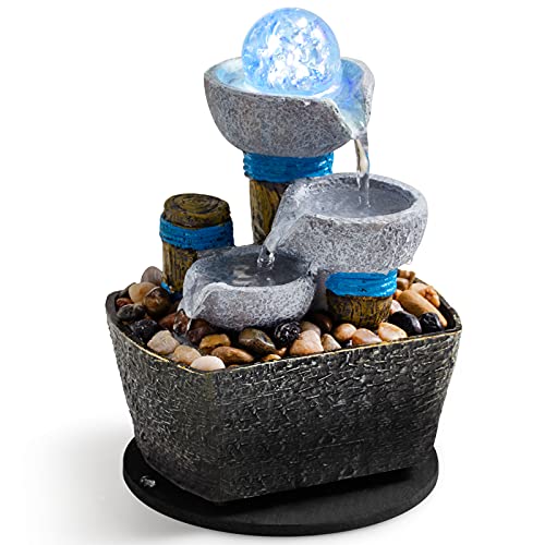 Waterfall Meditation Fountain Pool Including Many Natural River Rocks for Home Decor