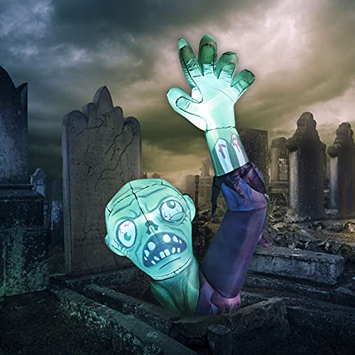 6 Feet High Halloween Inflatable Terror Green Zombies w/ LED