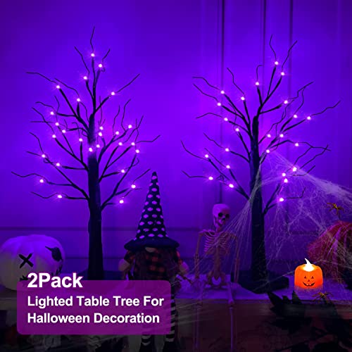 2 Pack Lighted Halloween Willow Tree Decoration w/ Timer