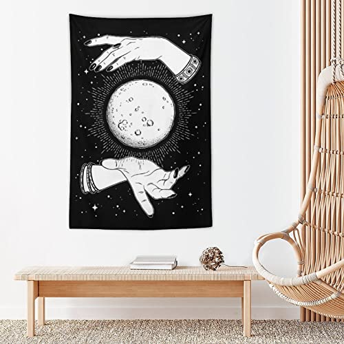 Witch Moon in Hands Tapestry Wall Hanging Decor Tarot Background for Bedroom Living Room Dorm