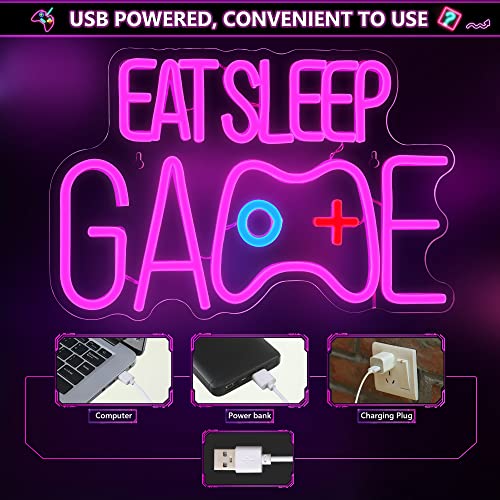 LED Game Neon Sign- EAT SLEEP GAME- Wall Decoration