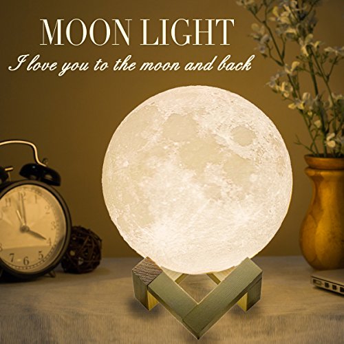 Moon Lamp Night Light  USB Charging & Touch Control Brightness Warm & Cool White