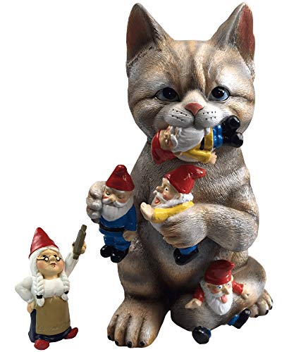 Mischievous Cat Garden Gnome Statue Figurine