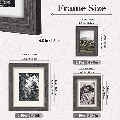 Gallery Wall Picture Frame Set - 10 pcs Family Picture Frames w/ Glass & Mat