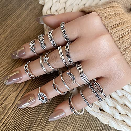 Vintage Silver Knuckle Rings Set for Women