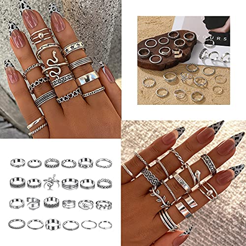 Vintage Silver Knuckle Rings Set for Women