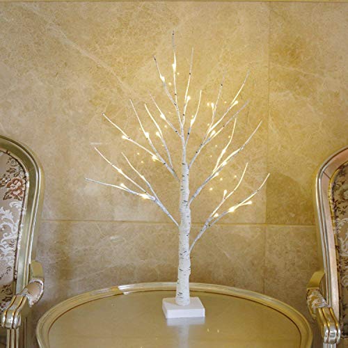 2FT 24LT Warm White LED Battery Operated Birch Tree Light w/ Timer