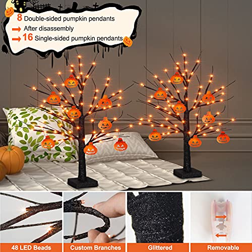 2FT 48 LED Black Halloween Tree for Home Decoration