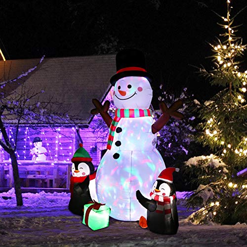 6ft Snowman Christmas Inflatables Outdoor Decoration w/ LEDs