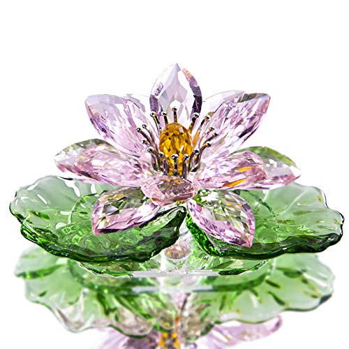 Pink Sparkle Crystal Hue Reflection Crystal Lotus Flower