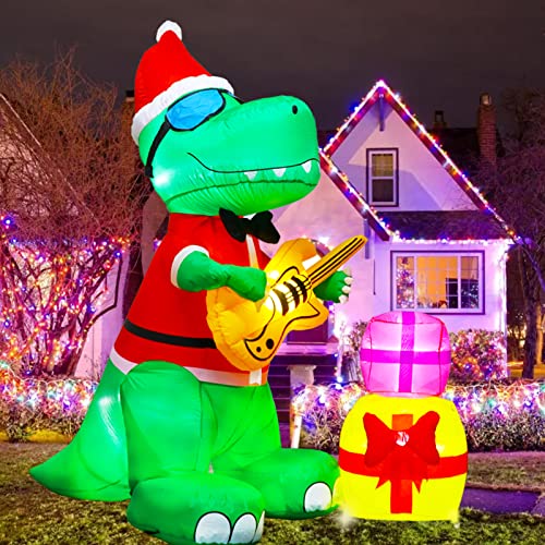 7Ft Christmas West Bay Inflatable Dinosaur w/ Built-in LED