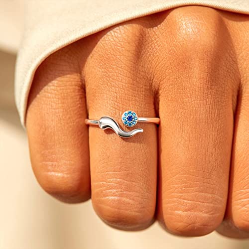 Silver Evil Eye Ring Dainty Open Adjustable Rings or Women Energy Protection Ring (silver-evil eye)