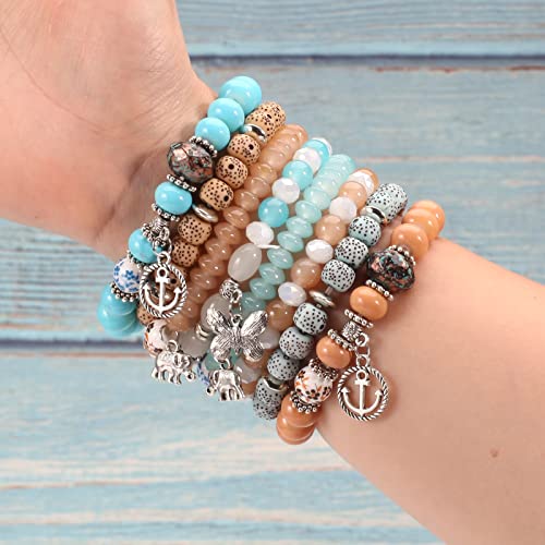 6 Set Bohemian Stretch Bracelets for Women