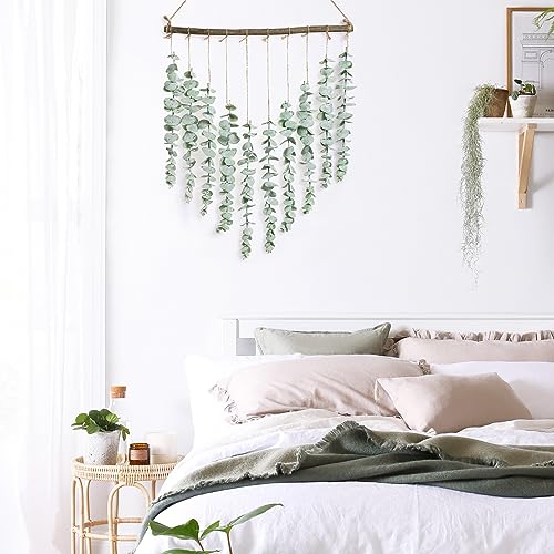 Bathroom Decor Artificial Eucalyptus Hanging Wall Decor - 22.7'' Fake Eucalyptus Greenery Leaves Stems Wall