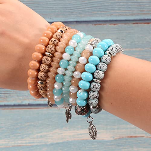 6 Set Bohemian Stretch Bracelets for Women