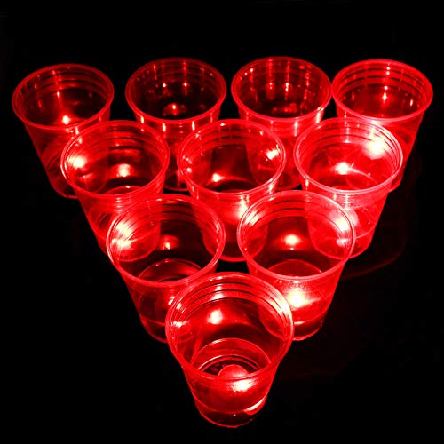 LED Glow-in-The-Dark Beer Pong Party Cup Set, Beer Pong Cups and Balls 22 Set