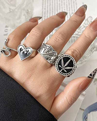 Vintage Silver Open Punk Rings for Men Women