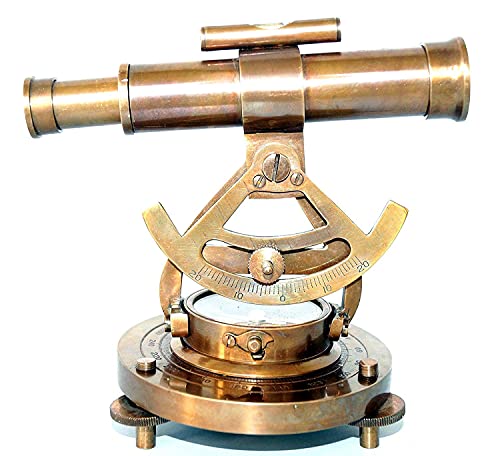 Vintage Brass Alidade Telescope w/ Base Compass Home Decoration