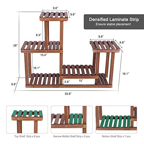 Wood Plant Stand Multi Tiered Corner Plant Shelf Holder