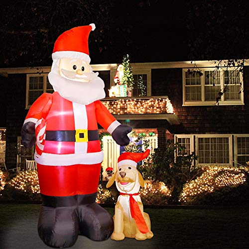 Christmas 7FT Inflatables Lighted Santa Claus w/ Dog